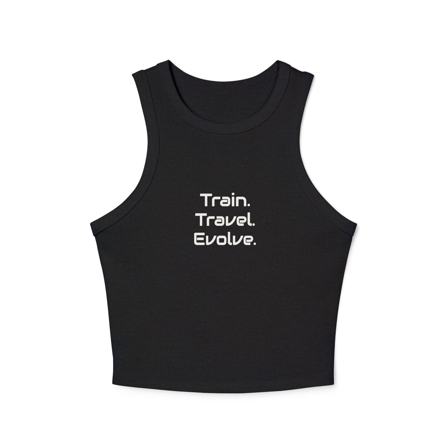 Train Travel Evolve Tank Top | Minimal Workout Tank | Women’s Gym Tank | Fitness Lifestyle Apparel | Black Athletic Tank | Activewear Top