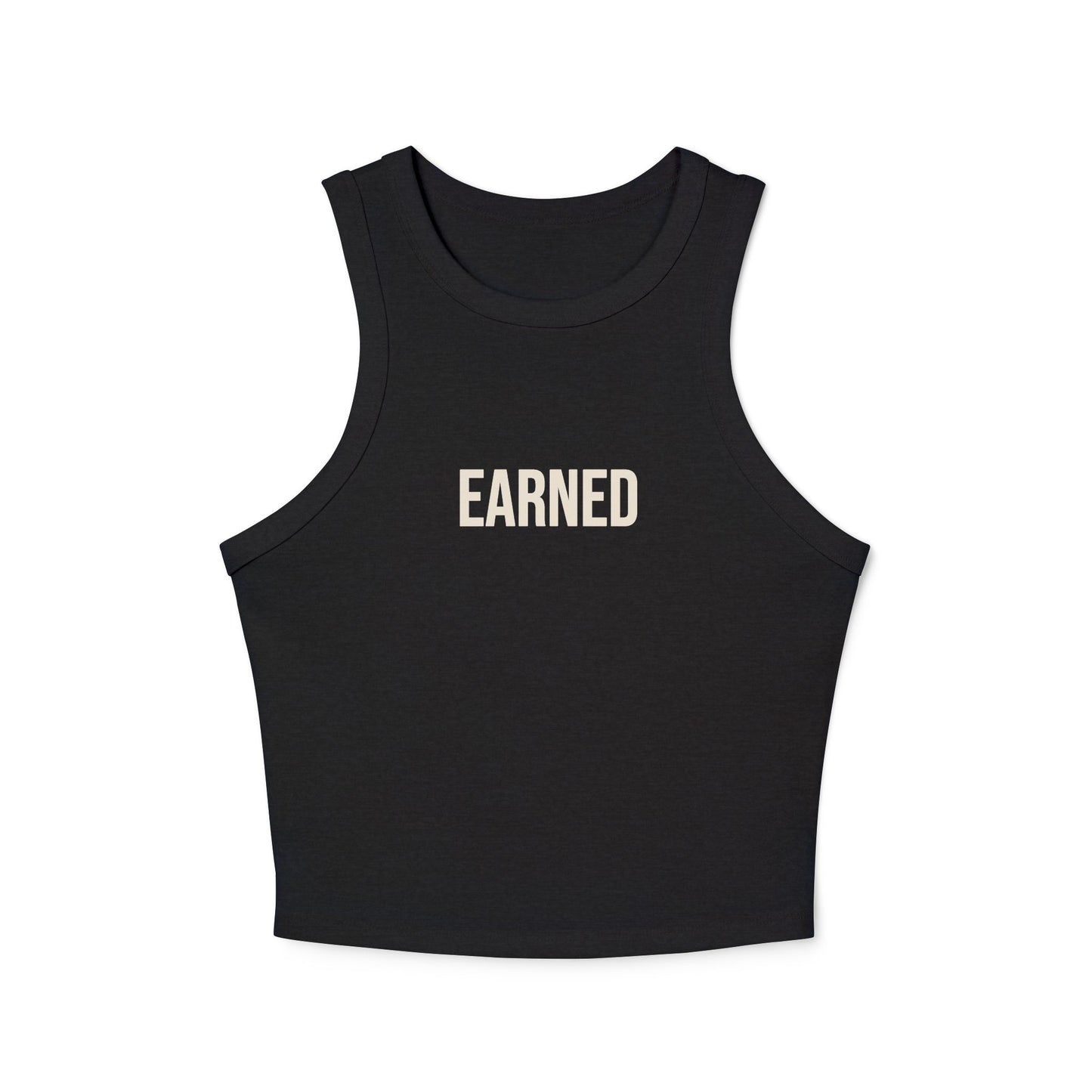 Earned Racer Tank Top — Women's Cropped Micro Rib Fitness Tank