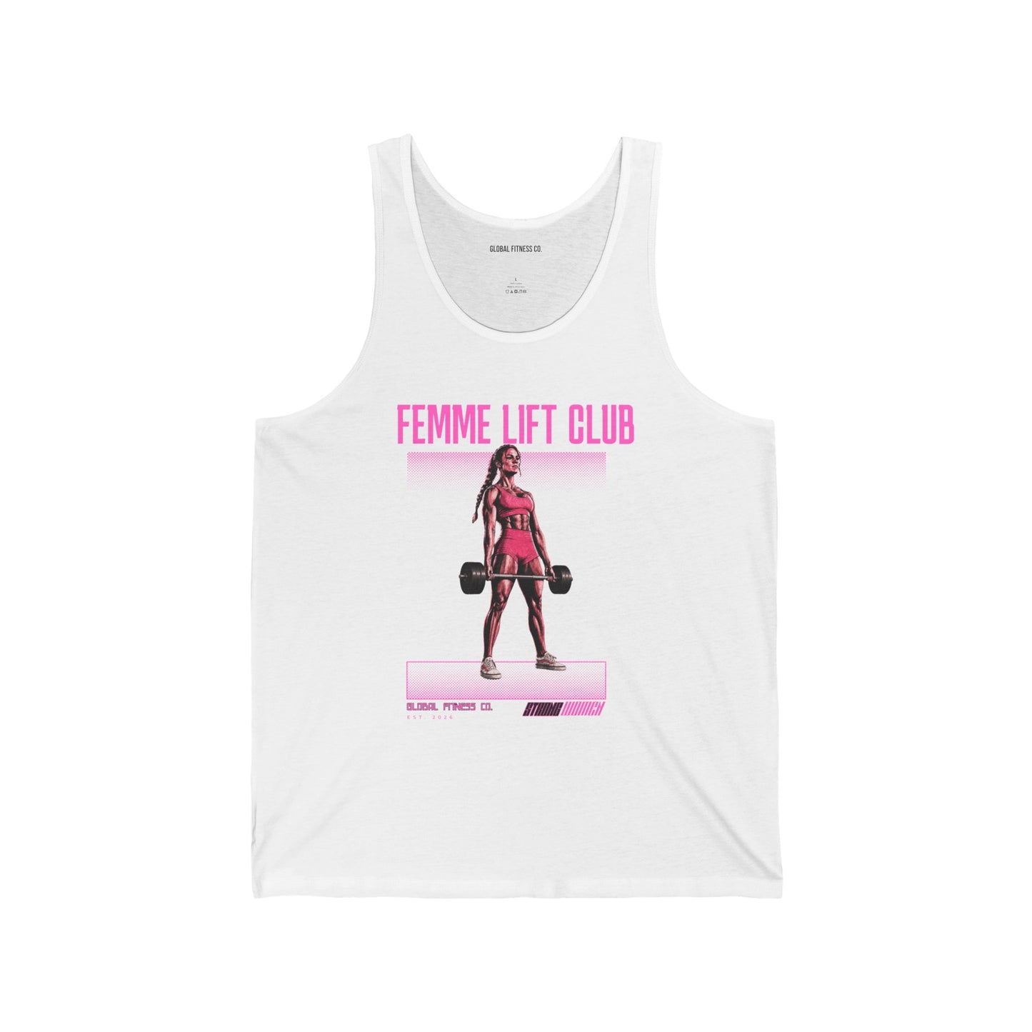 Femme Lift Club Tank Top — Women's Weightlifting Gym Tank, Pink Fitness Graphic
