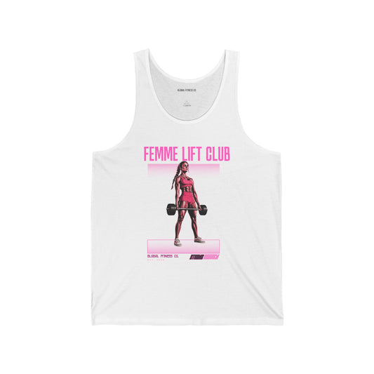 Femme Lift Club Tank Top — Women's Weightlifting Gym Tank, Pink Fitness Graphic