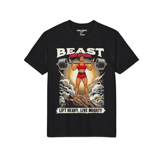 Beast Weightlifting T-Shirt — "Lift Heavy, Live Mighty" Retro Gym Tee
