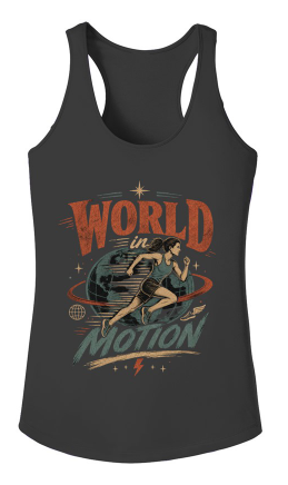 World In Motion Women’s Performance Tank — Retro girl Graphic Active Tank Top