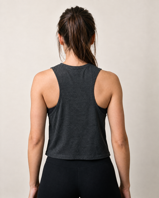 Gym Crop Top "No Excuses" — Women's Fitness Tank with Panther Graphic