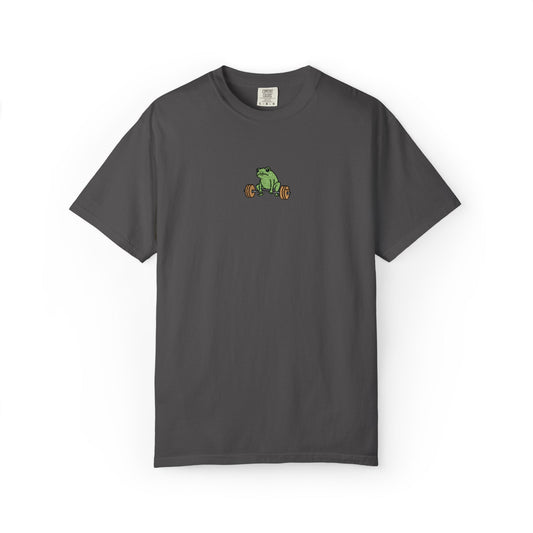 Cute Frog Workout Shirt | Funny Athletic Embroidered Graphic Tee