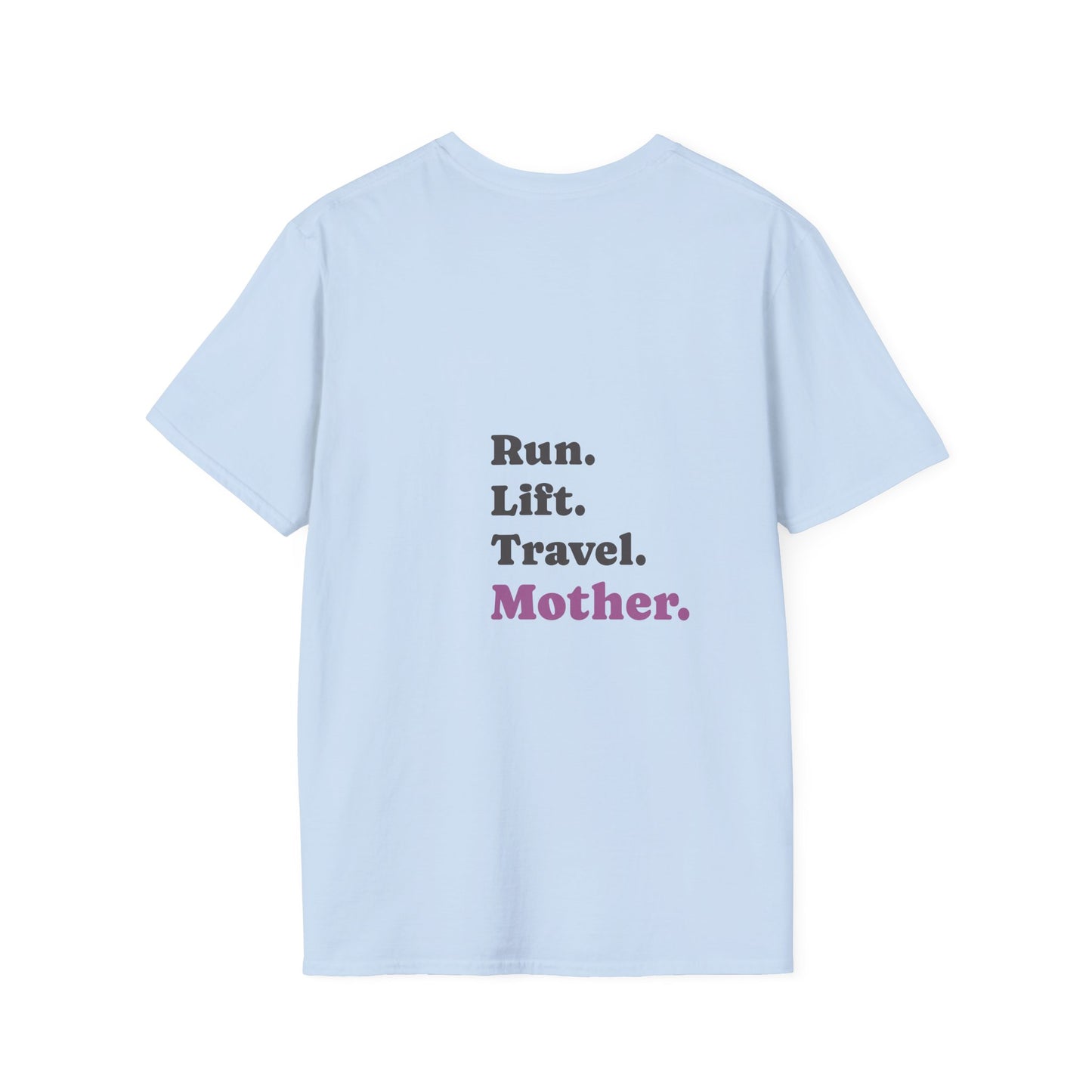 Run Lift Travel Mother Tee — Women’s Fitness Travel Shirt | Global Fitness Co. - Blue