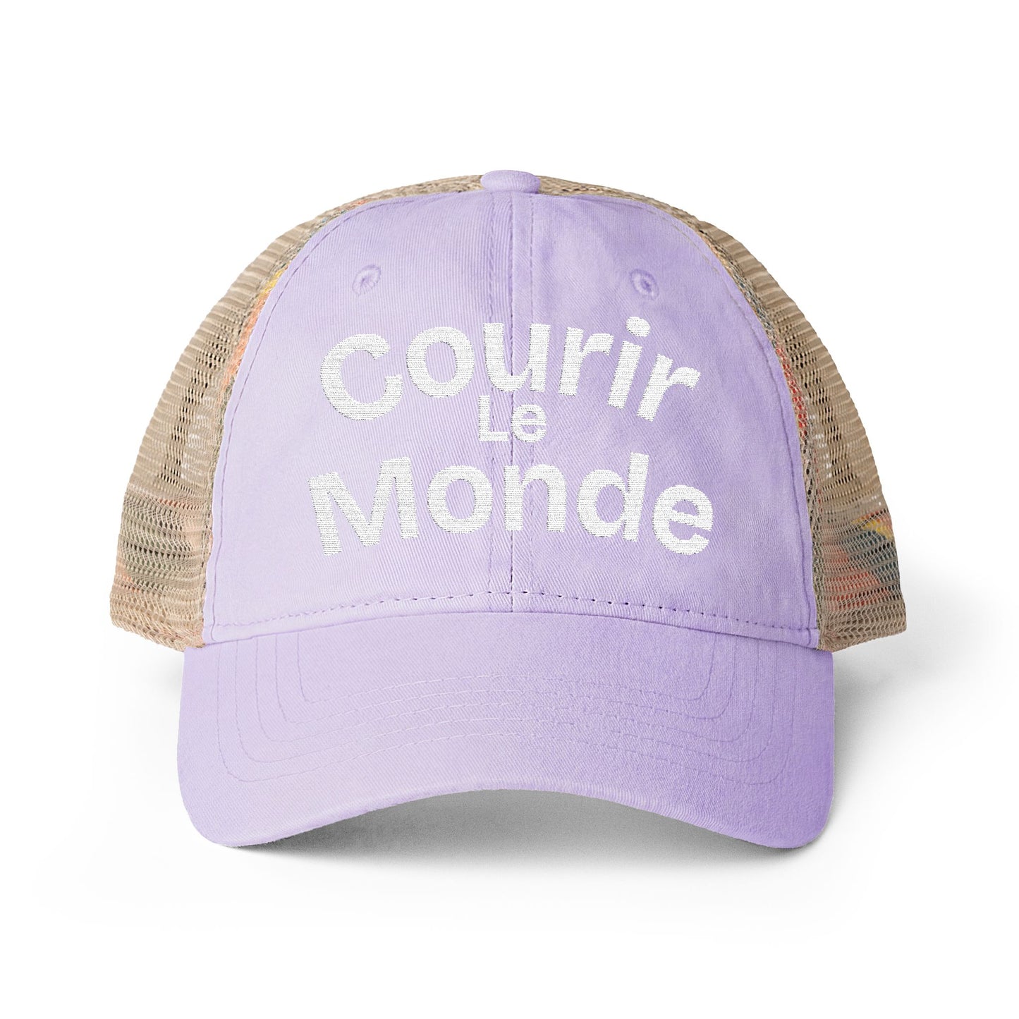 Courir le Monde French | Trucker Hat | Vintage Embroidered Fitness Travel Cap | Global Fitness Co.