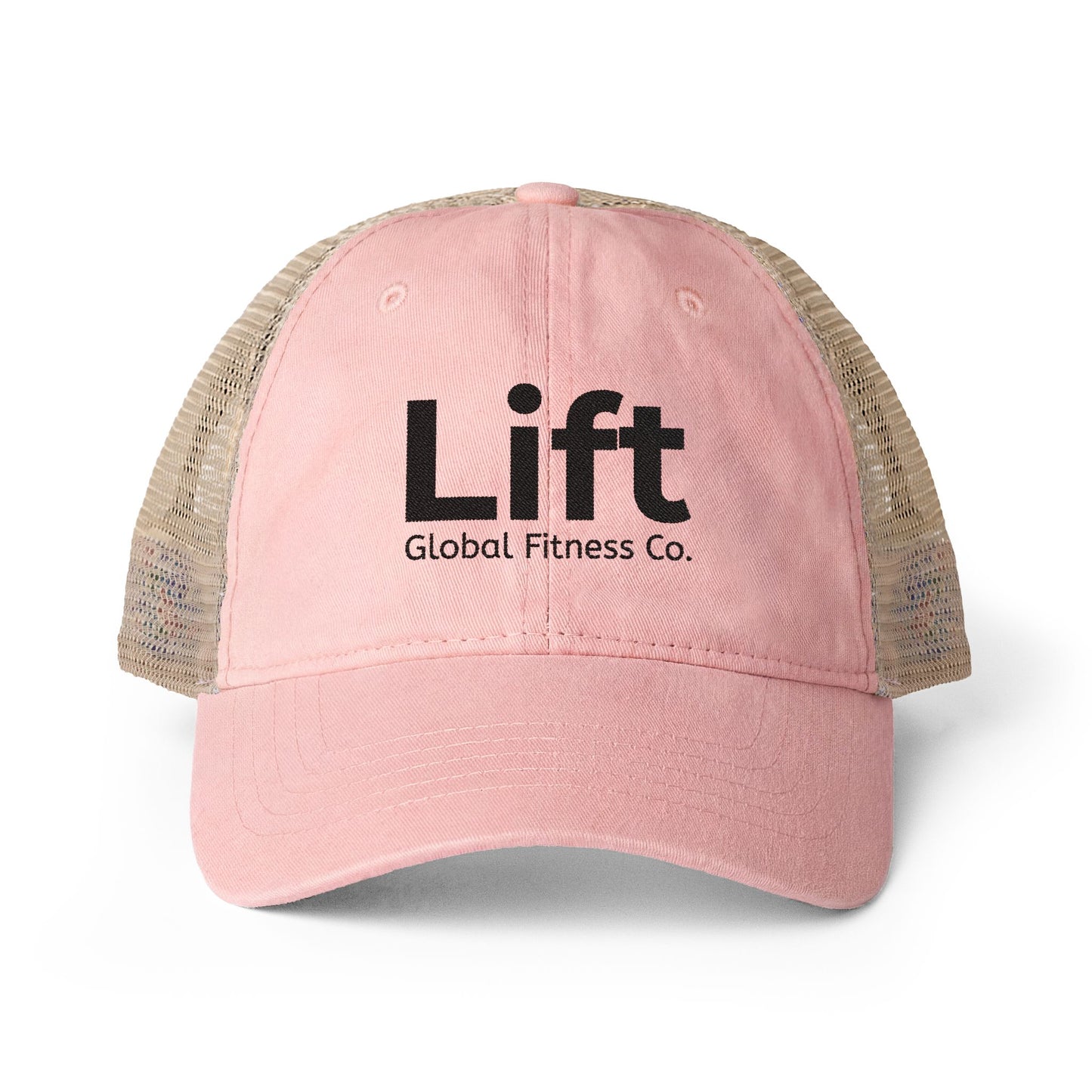 Pink Embroidered Global Fitness Co. Trucker hat LIFT 