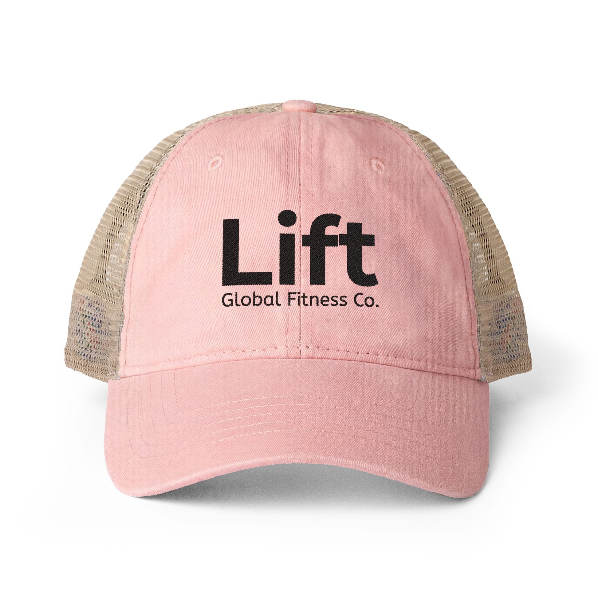 Pink Embroidered Global Fitness Co. Trucker hat LIFT 