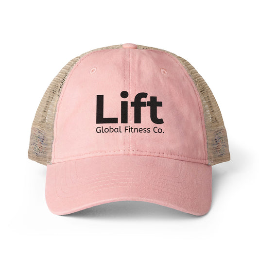 Pink Embroidered Global Fitness Co. Trucker hat LIFT 