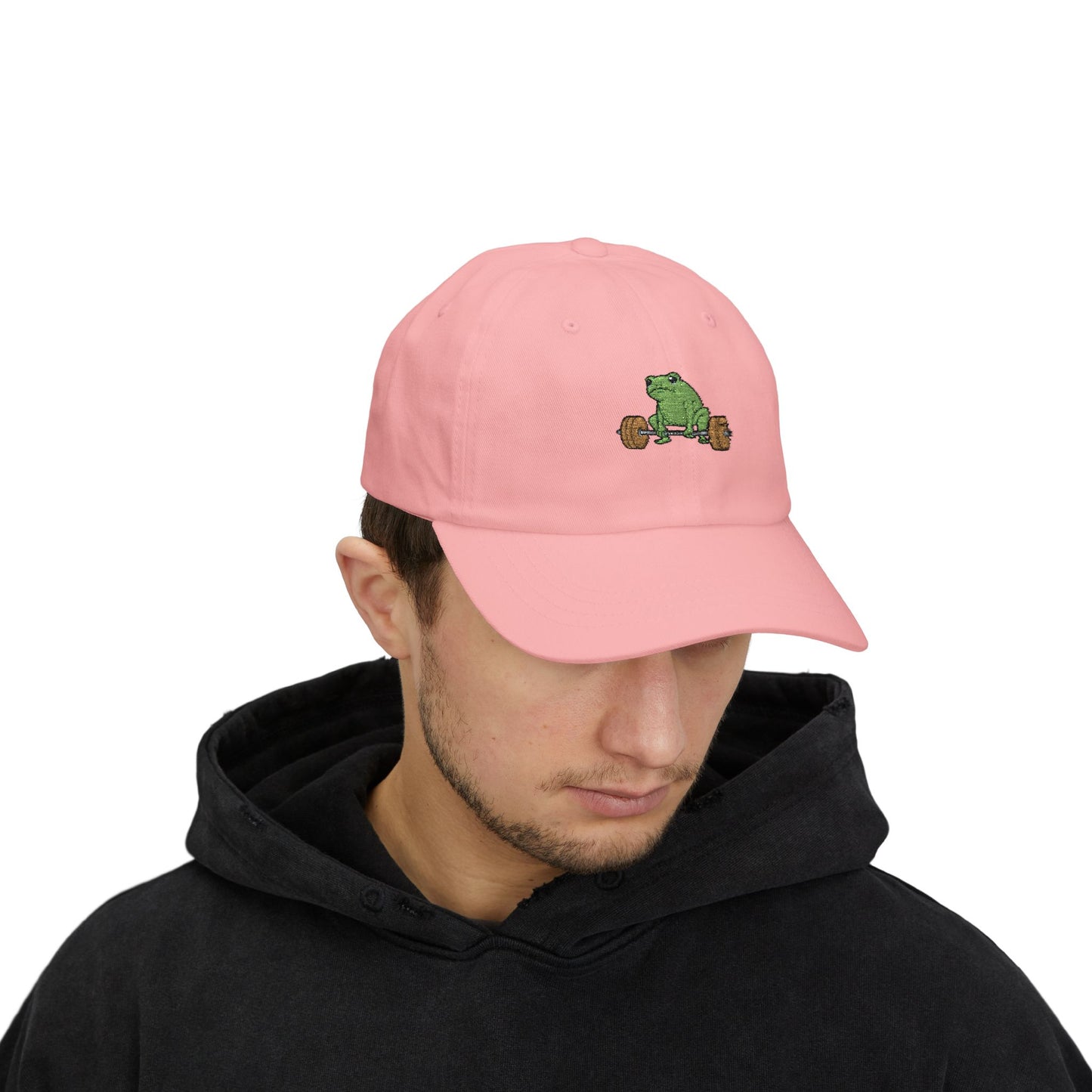 Global Fitness Co. dad hat featuring embroidered frog fitness graphic