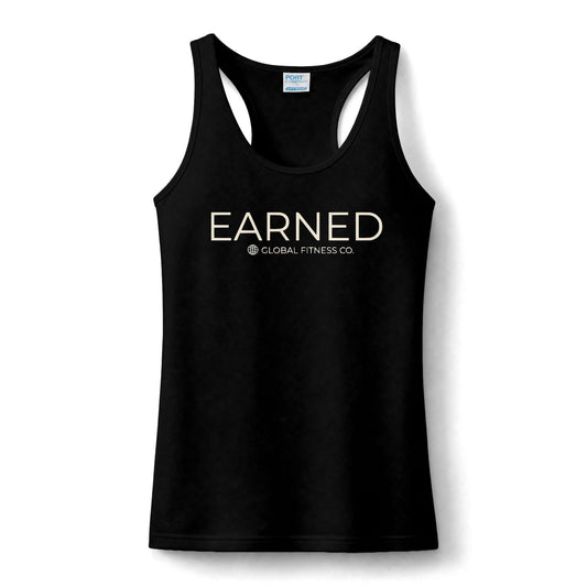 Earned Women’s Performance Tank Top — Motivational Fitness Racerback