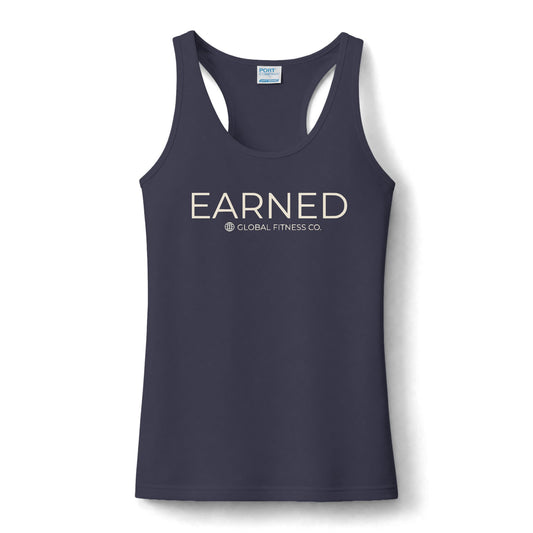 Earned Women’s Performance Tank Top — Motivational Fitness Racerback