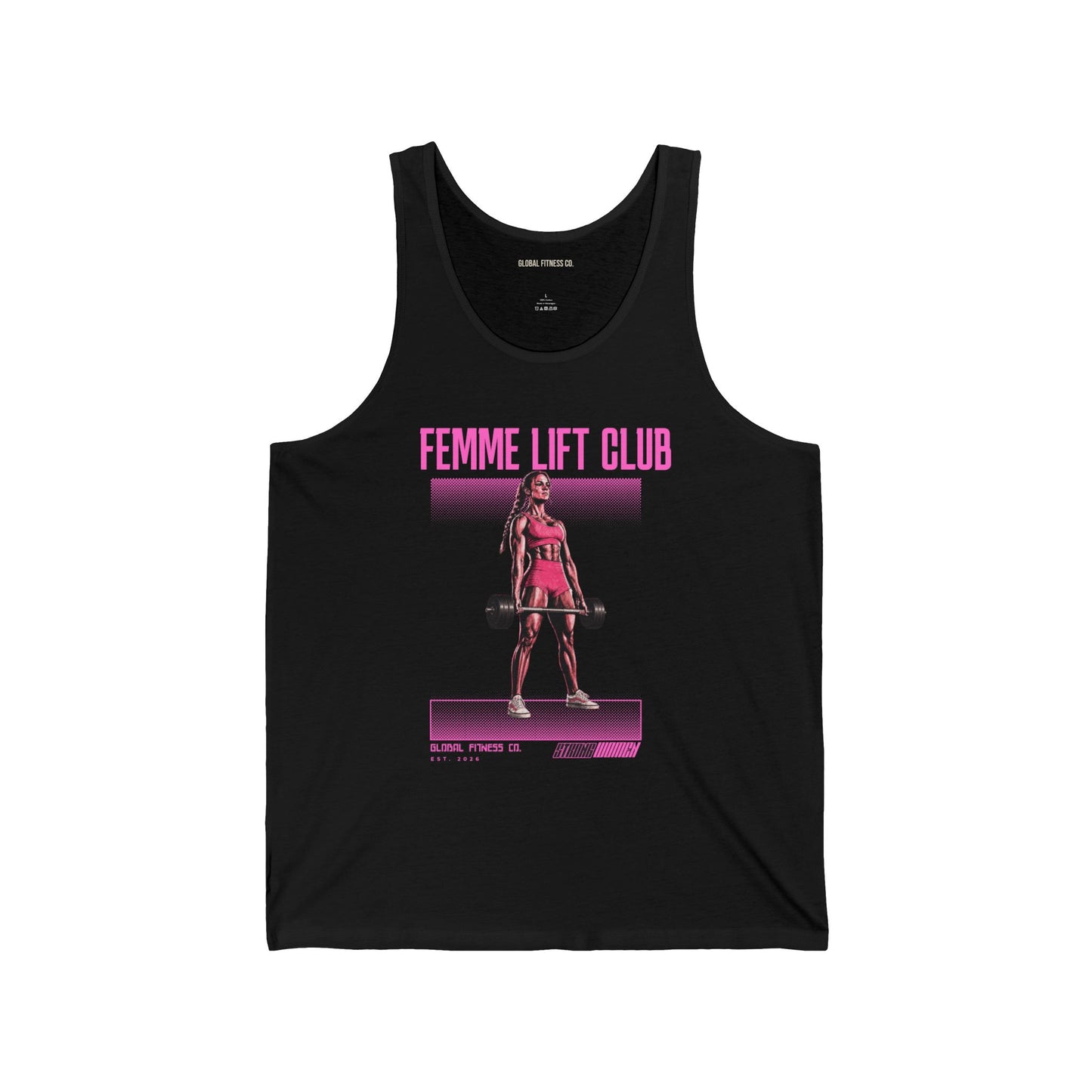 Femme Lift Club Tank Top — Women's Weightlifting Gym Tank, Pink Fitness Graphic