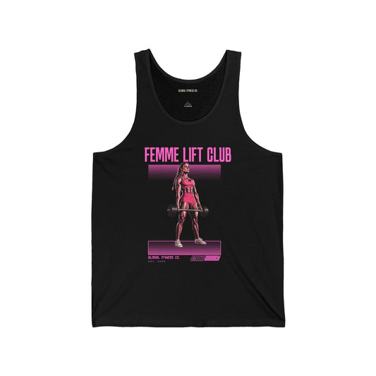 Femme Lift Club Tank Top — Women's Weightlifting Gym Tank, Pink Fitness Graphic