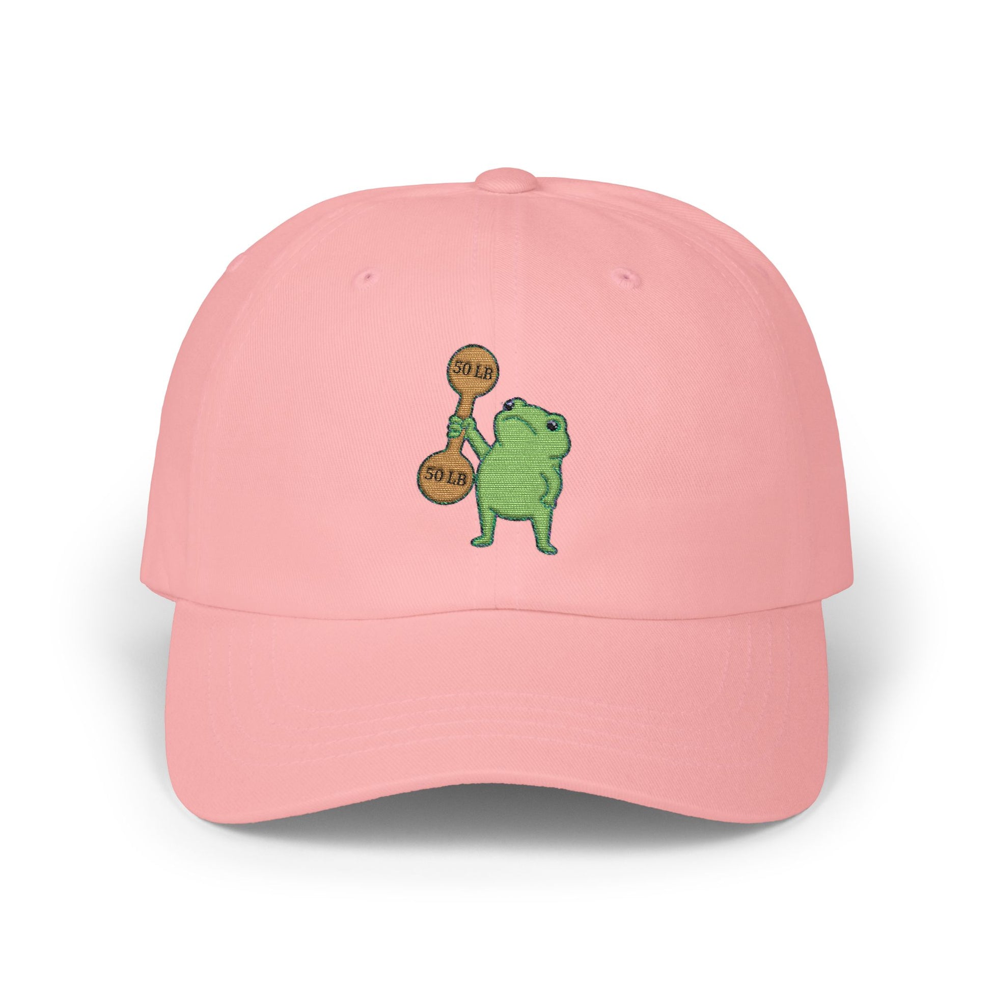 Global Fitness Co. dad hat featuring embroidered frog fitness graphic