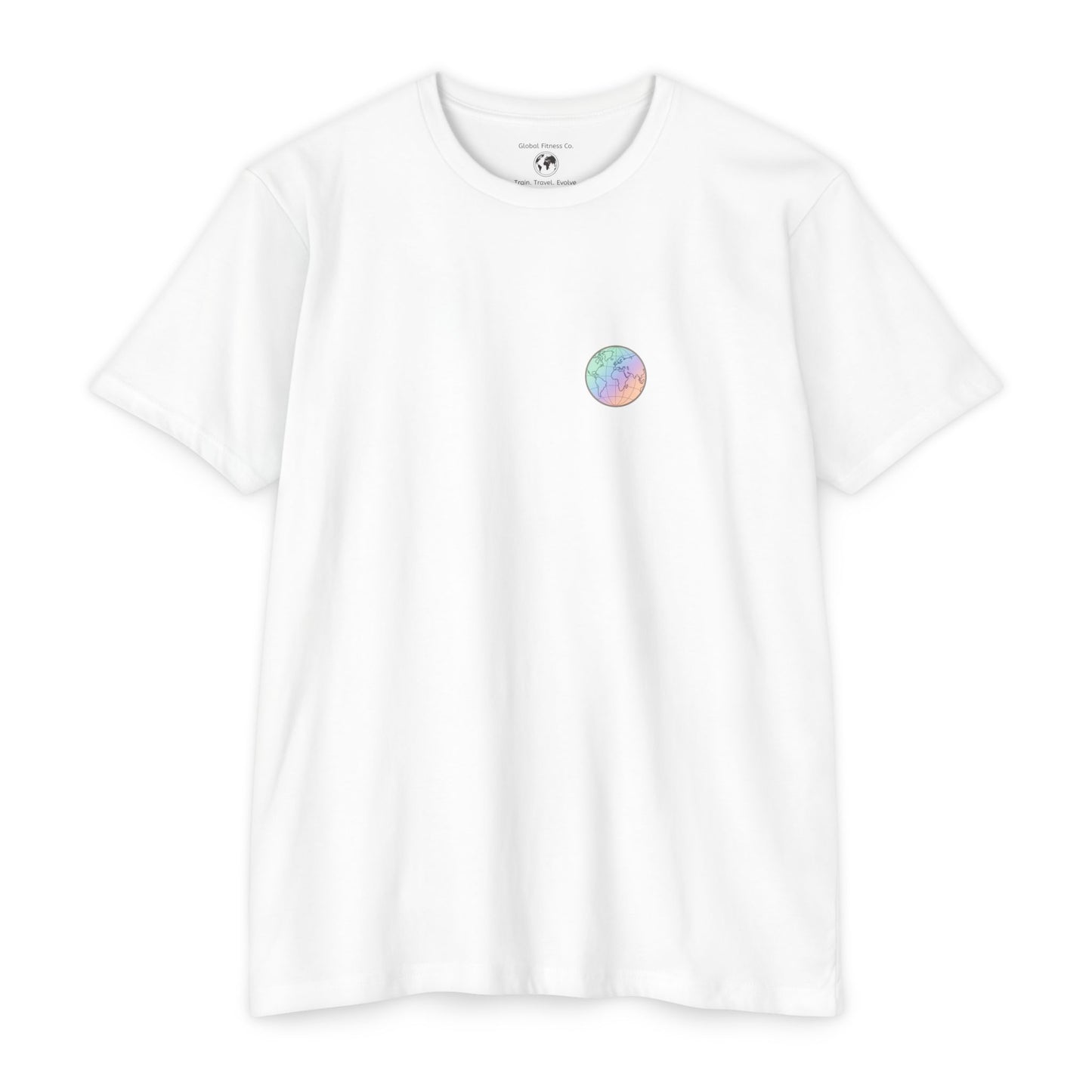 Train Anywhere Compete Everywhere T-Shirt — Pastel Globe Graphic