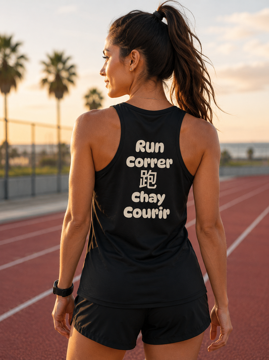 Run the World Tank Top — Multilingual Running Motivation Performance Tank