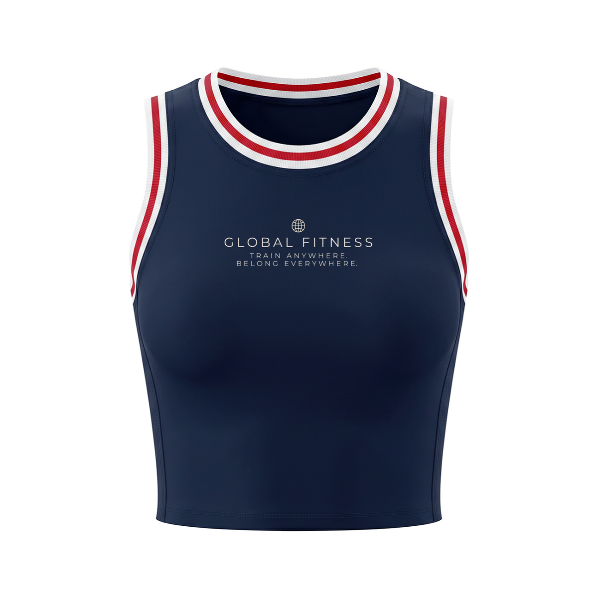 Global Fitness Varsity Trim Crop Tank