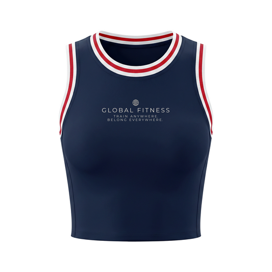 Global Fitness Varsity Trim Crop Tank