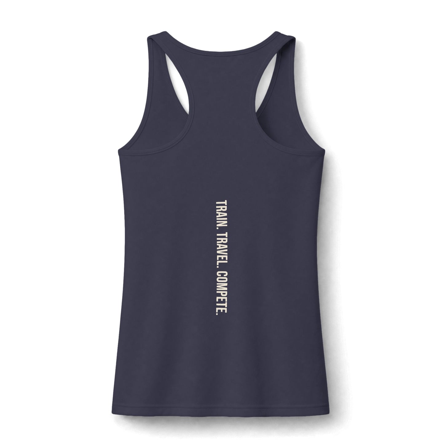 Train. Travel. Compete. Performance Tank | Women’s Racerback Athletic Tank | Minimal Competition Apparel