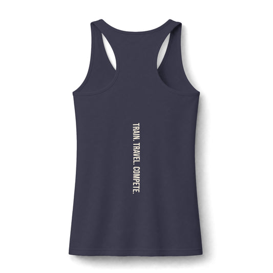 Train. Travel. Compete. Performance Tank | Women’s Racerback Athletic Tank | Minimal Competition Apparel