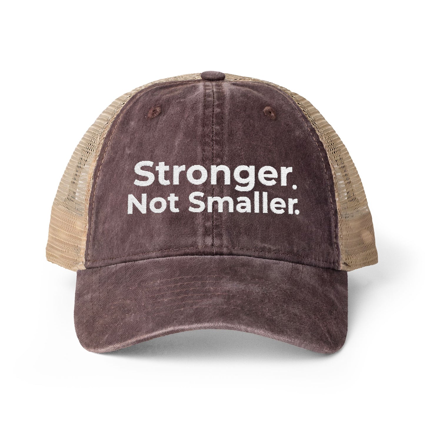 Global Fitness Co. Stronger Not Smaller brown embroidered hat