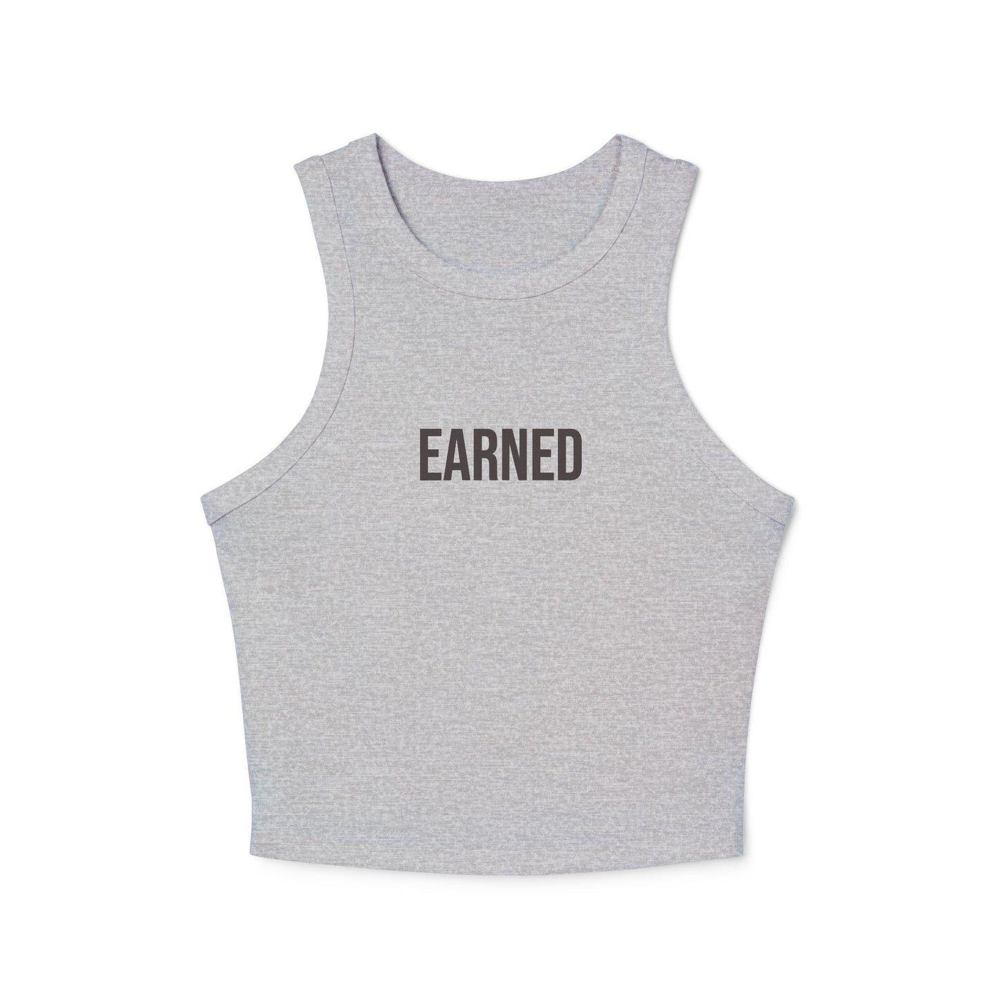 Earned Racer Tank Top — Women's Cropped Micro Rib Fitness Tank