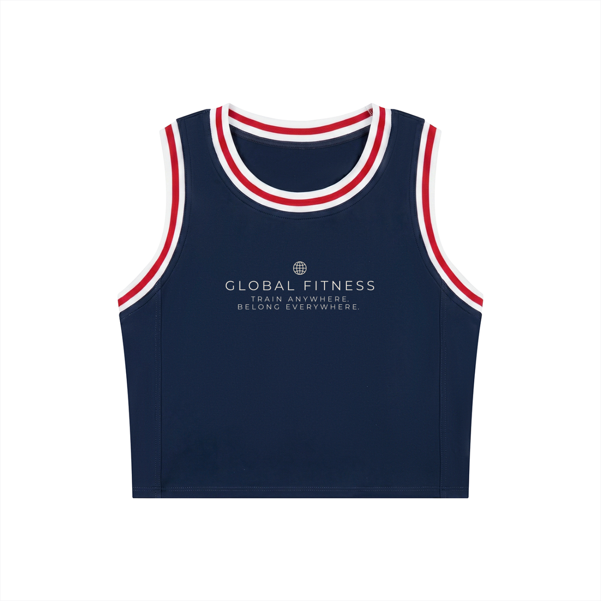 Global Fitness Varsity Trim Crop Tank