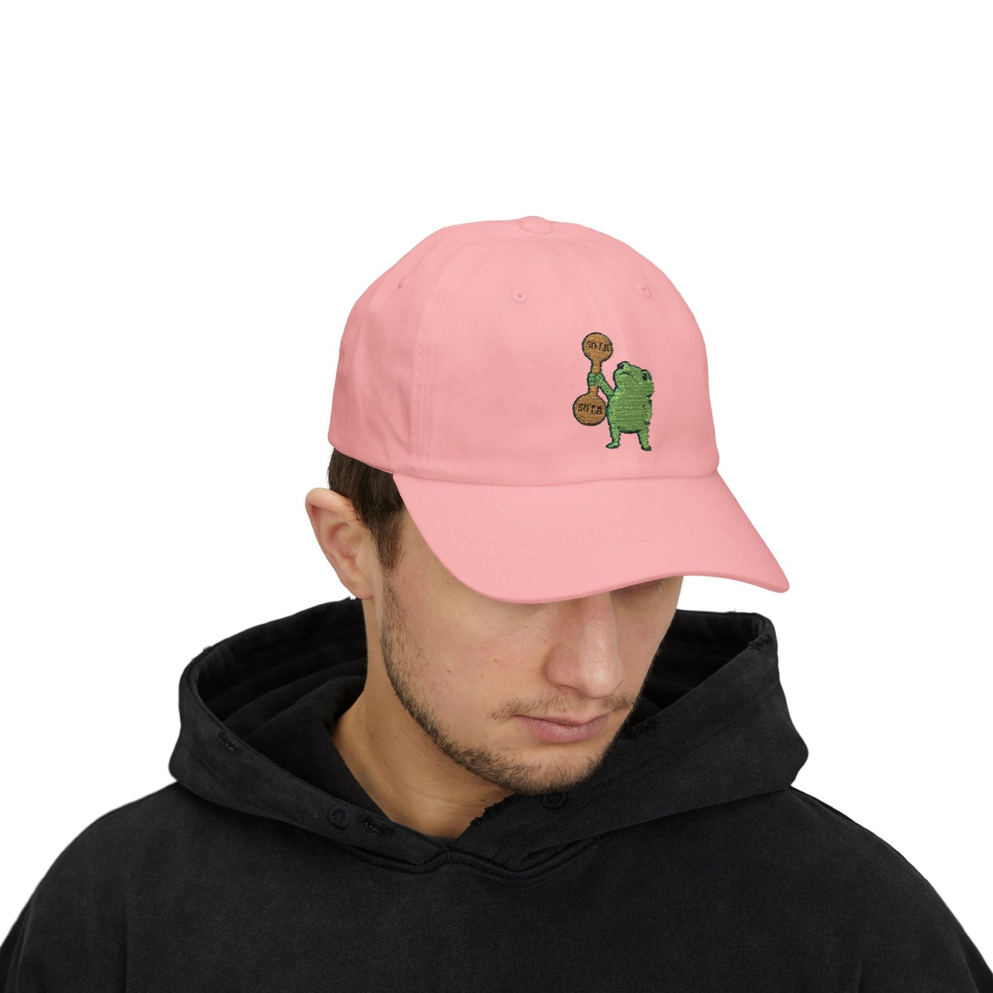 Global Fitness Co. dad hat featuring embroidered frog fitness graphic