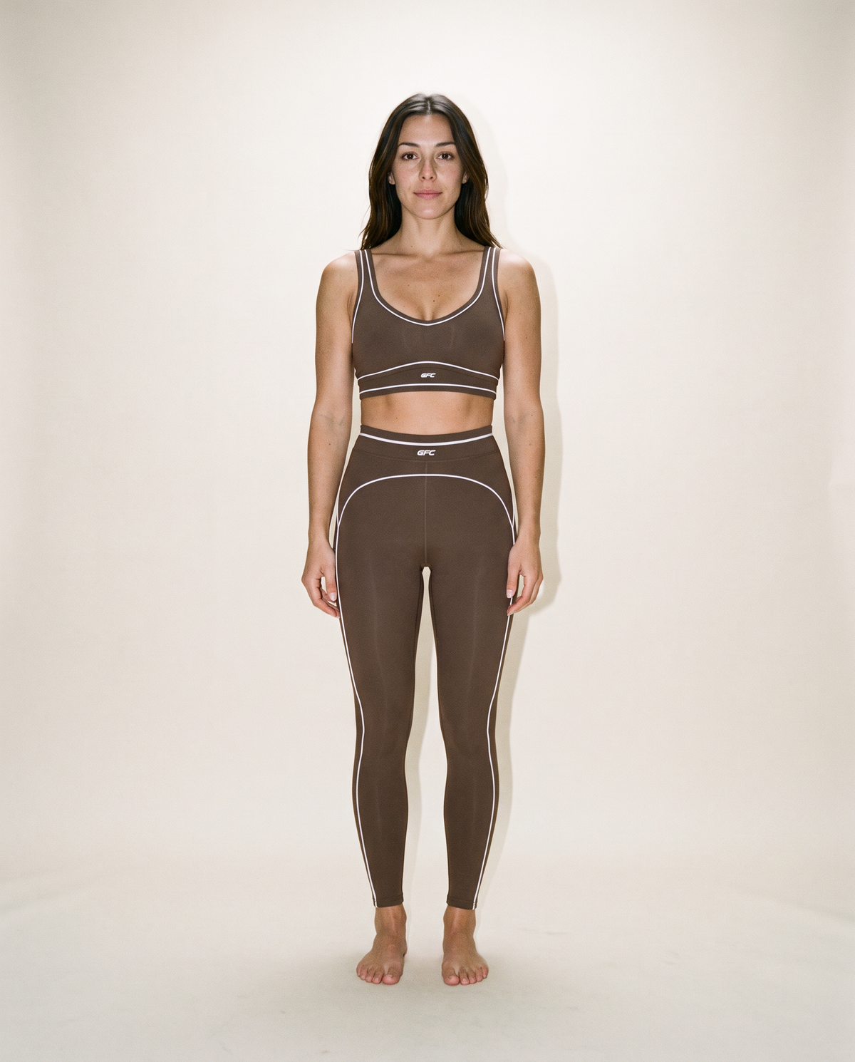 CUTEST BRA AND LEGGING SET BROWN AND WHITE BROWN COFFEE COLOR