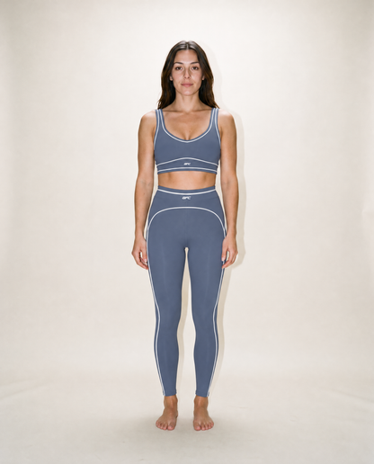 GFC CUTEST SET GREY BLUE SPORTS BRA SET MATCHING PANTS. BEST WORKOUT OUTFIT