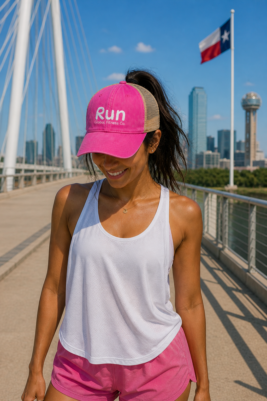 Run Trucker Hat – Women’s Mesh Back Cap | Lightweight Fitness & Travel Hat | Global Fitness Co.