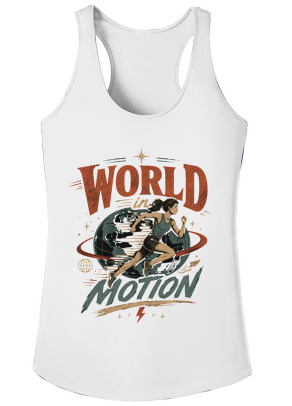 World In Motion Women’s Performance Tank — Retro girl Graphic Active Tank Top