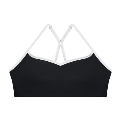 Contrast Strappy Sports Bra – Black & White | Global Fitness Co.