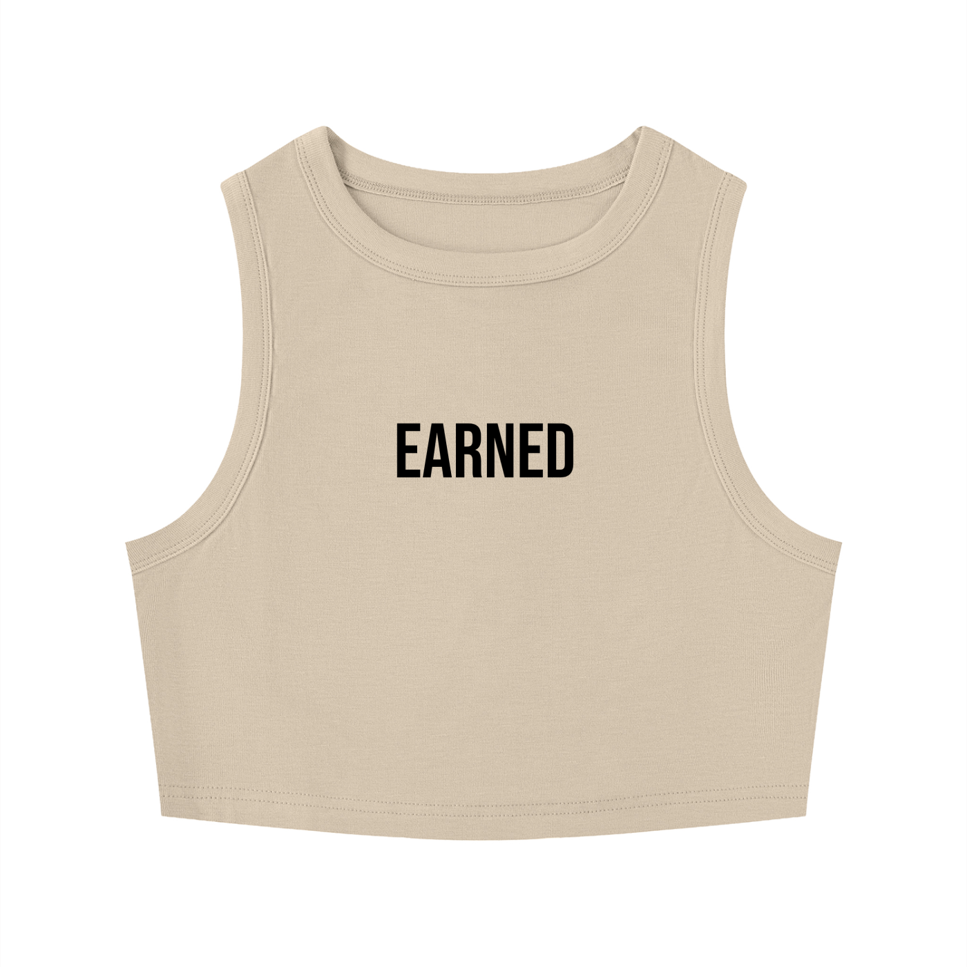 Global Fitness Earned Racer Tank | Women's Premium Micro Rib Crop Tank
