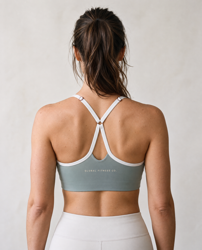Contrast Strappy Sports Bra – Black & White | Global Fitness Co.
