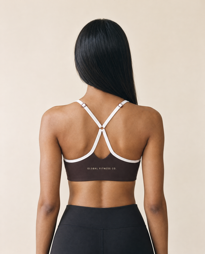 Contrast Strappy Sports Bra – Black & White | Global Fitness Co.