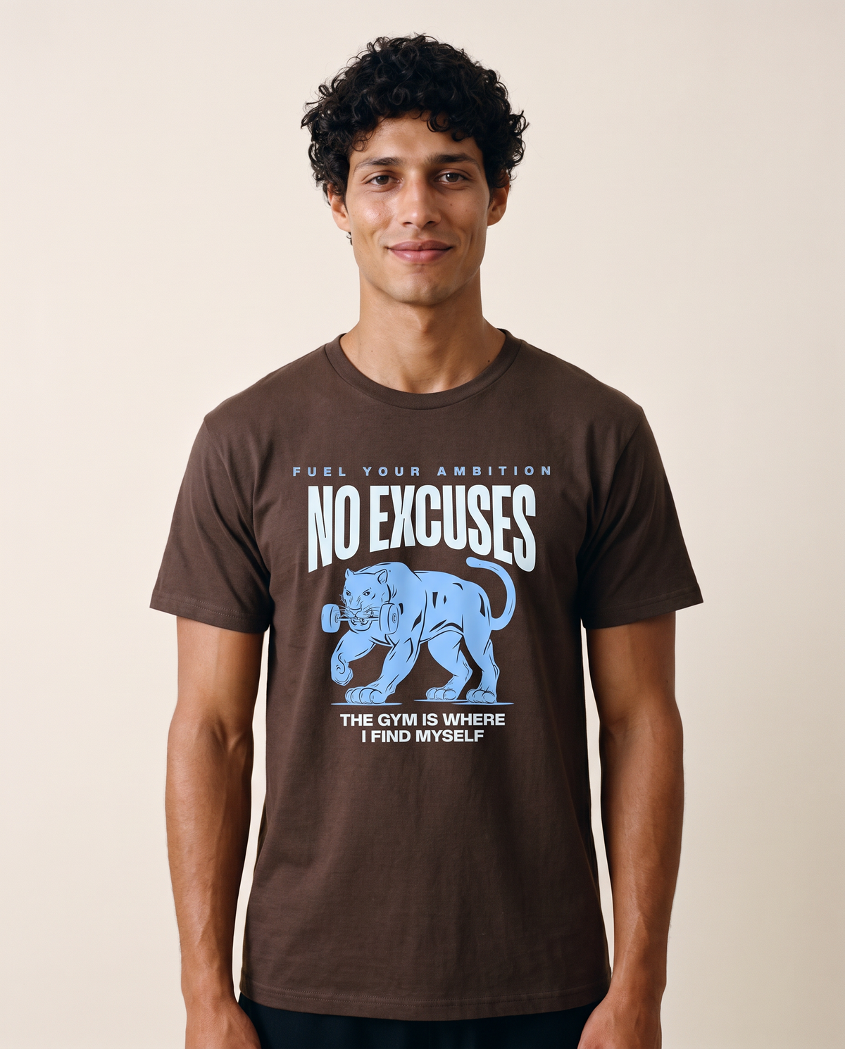 No Excuses Motivational Gym T-Shirt – Panther Graphic Workout Tee